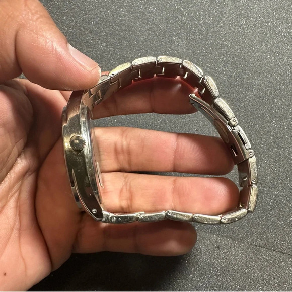 Ian Daniels Mens Quartz Wrist Watch Silver Tone Working Cracked Glass - Picture 6 of 11